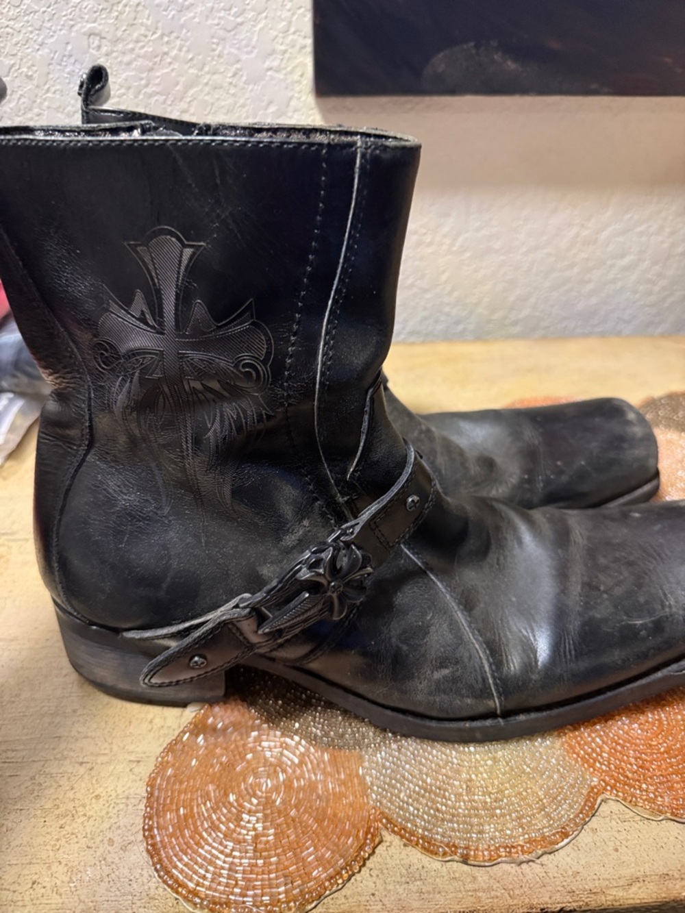 Lounge Mark Nason Men's Black Leather Harness Boots